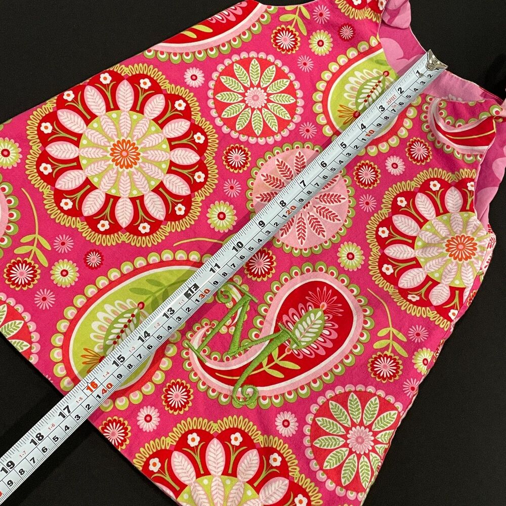 ~ Sundress Girls 4 Monogram M Reversible Floral Pink Paisley - like Lilly P - Picture 8 of 12
